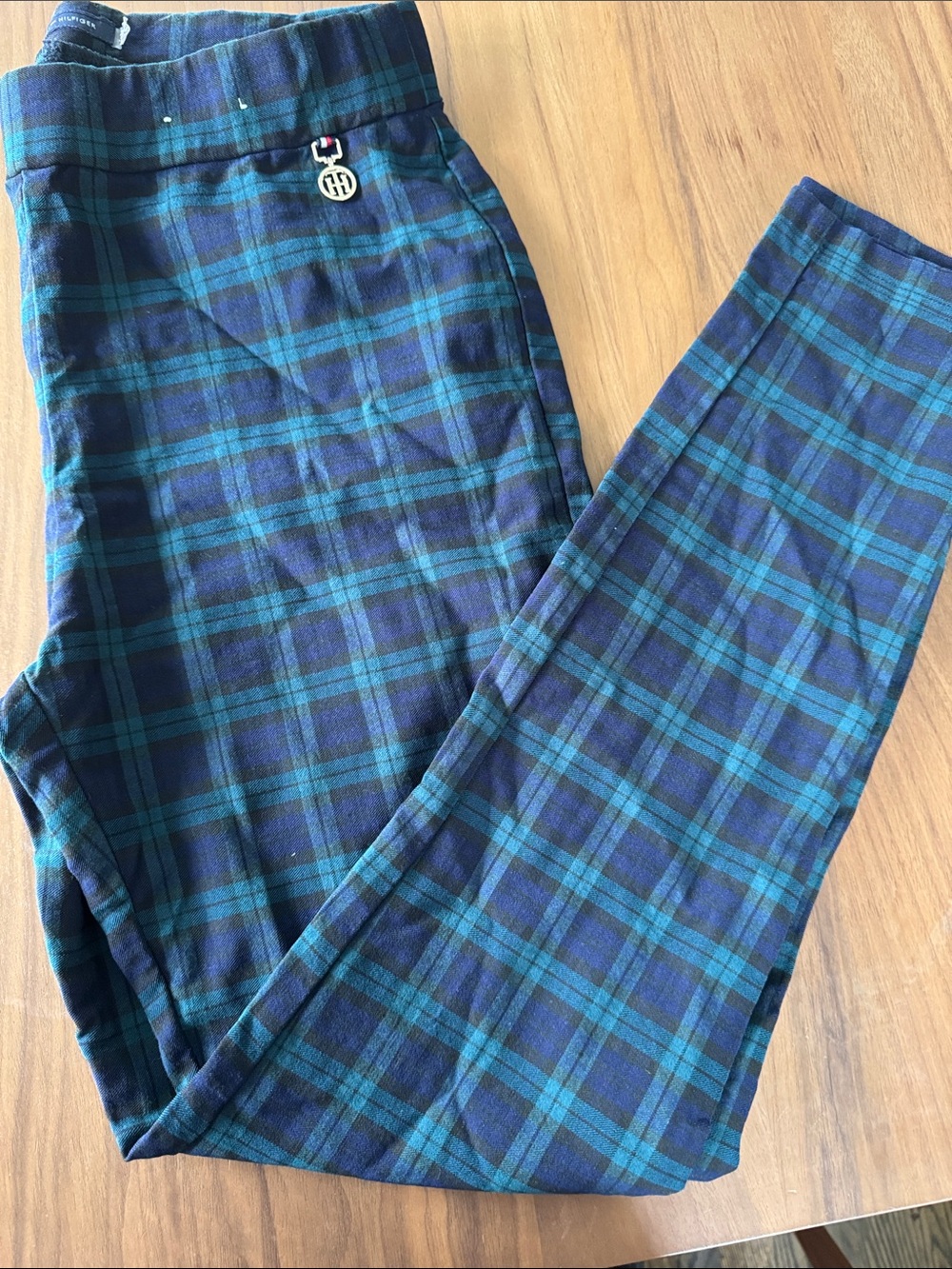 Tommy Hilfiger Vintage Y2k Navy and Teal Plaid Straight Leg Pants